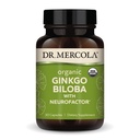 Dr. Mercola Organic Ginkgo Biloba with NeuroFactor - Υποστηρίζει την υγεία του εγκεφάλου - Standardized Ginkgo Leaf Extract - Πολυφαινόλη-Πλούσια φρούτα καφέ - 30 κάψουλες