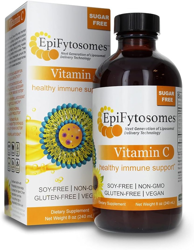 Liposomal Vitamin C Nature's Answer EpiFytosomes Vitamin C 1000 mg per Service - Vegan Diyeter Supplement - Soy Gluten Free Non GMO - Sağlıklı Immune Desteği için ideal - 6 mL (40 Şişe başına hizmet)