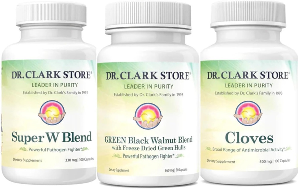 Dr Clark Store Intestine Support & Cleanse Kit - Freeze-Dried Green Black Walnut Hulls, Wormwood ve Cloves- Helps Place Perfect Intestinal Function