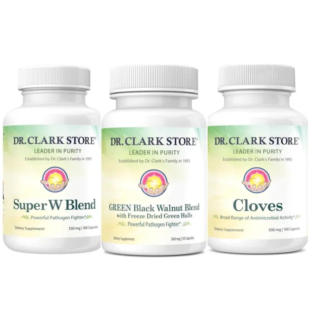 Dr Clark Store Intestine Support & Cleanse Kit - with Freeze-Dried Green Black Walnut Hulls, Wormwood, and Cloves-Helps Maintain Optimum Intestinal Function