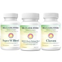 Dr Clark Store Intestine Support & Cleanse Kit - Freeze-Dried Green Black Walnut Hulls, Wormwood ve Cloves- Helps Place Perfect Intestinal Function