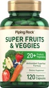 Piping Rock Meyveleri ve Veggies Supplement | 120 Capsules | Plus 20 Meyve ve Sebzeler | Antioksi Superfood Formula | Daily Multivitamin | Vegetarian, Non-GMO, Gluten Free