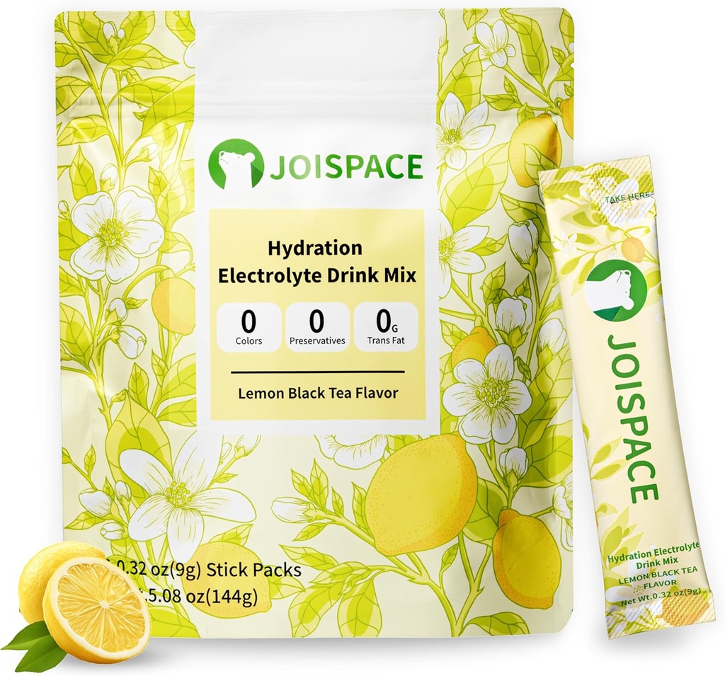 JOISPACE Electrolyte Drink Mix with Tea Polyols | Hızlı Hydration & Electrolytes Boost | Non-GMO, Vegan, Gluten-Free | Lemon Tea, 16 Hizmetler
