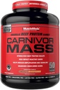 KasMeds CARNIVOR Mass Winer Beef Protein Isolate Shake, 50 Grams Protein, 125 Grams Carbs, 0 Fat, 0 Sugar, Lactose Free, Halal sertifikalı Çikolata, Peanut Butter, 6 Pound