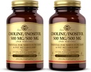 Solgar Choline/Inositol 500 mg/500 mg, 100 Vegetable Capsules (Pack of 2) - Energy Metabolism, Liver Health, Essential for Brain & Nerve Function - Non-GMO, Vegan, Kosher - 100 Total Servings