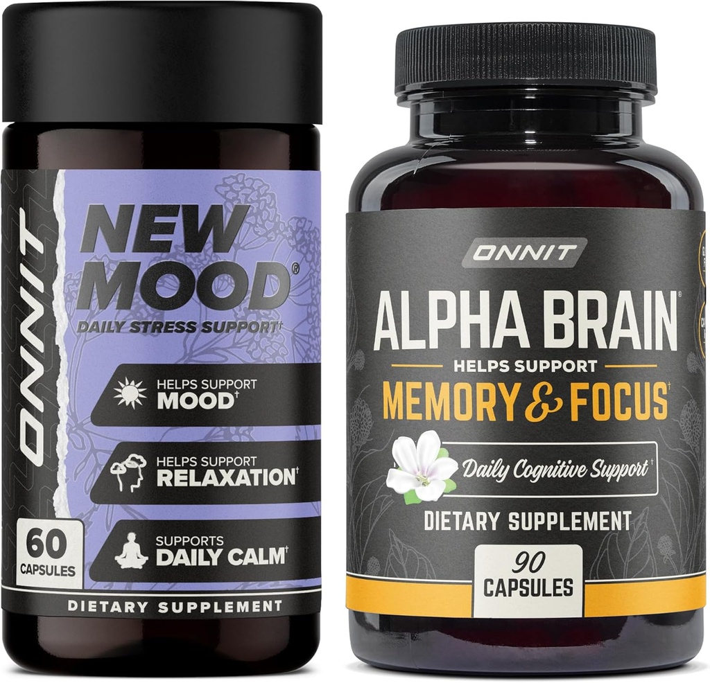 ONNIT Alpha Brain 90ct + Νέα Mood 60ct Nootropic Stack