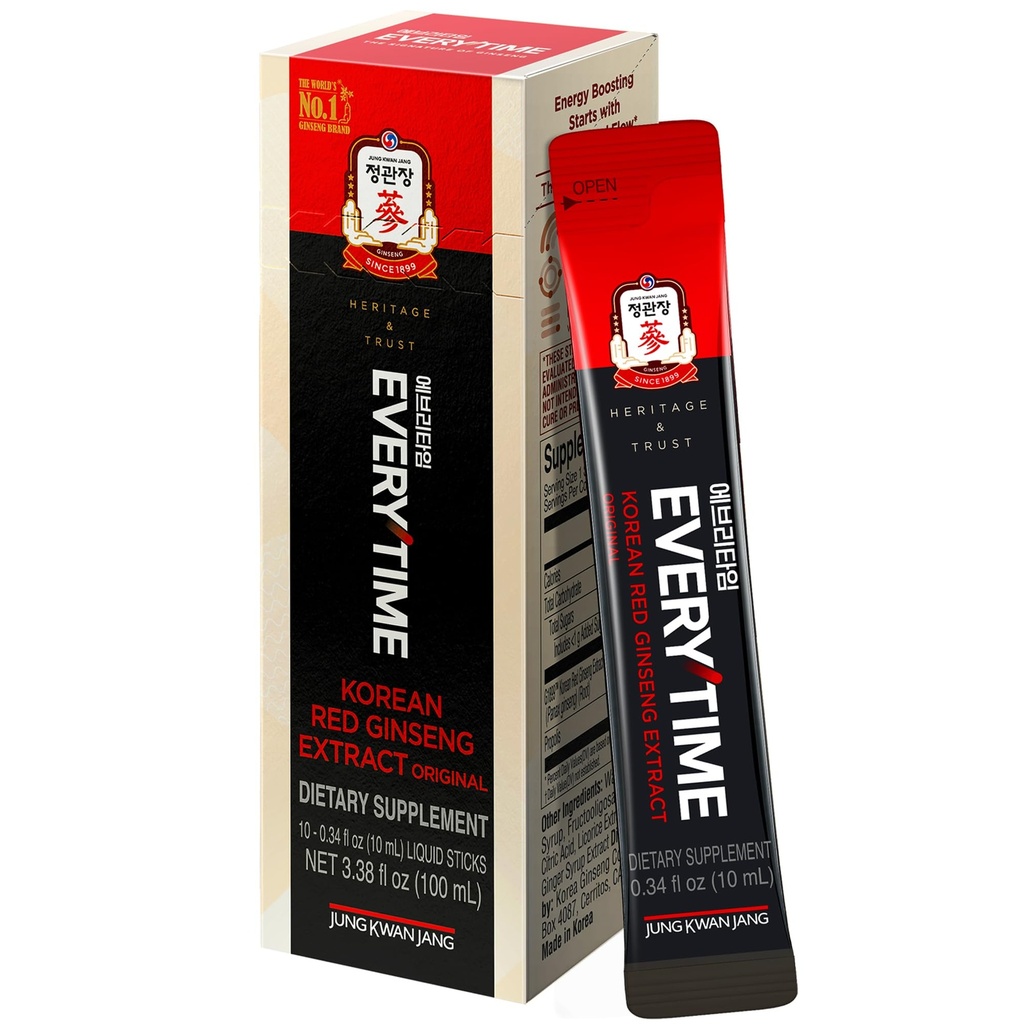 JUNG KWAN JANG Koreli Red BTC Her Zaman 3000 mg | Sugar Free Energy Supplement, Reality Tea, Ginseng Supplement, Kore Gıda | Enerji Boost, Stamina | 10