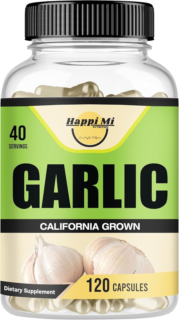 Garlic Capsules 2400mg - Made with Organic Garlic Bulbs, California US Grown - Natural Immune Support Supplement 40 Day Supply