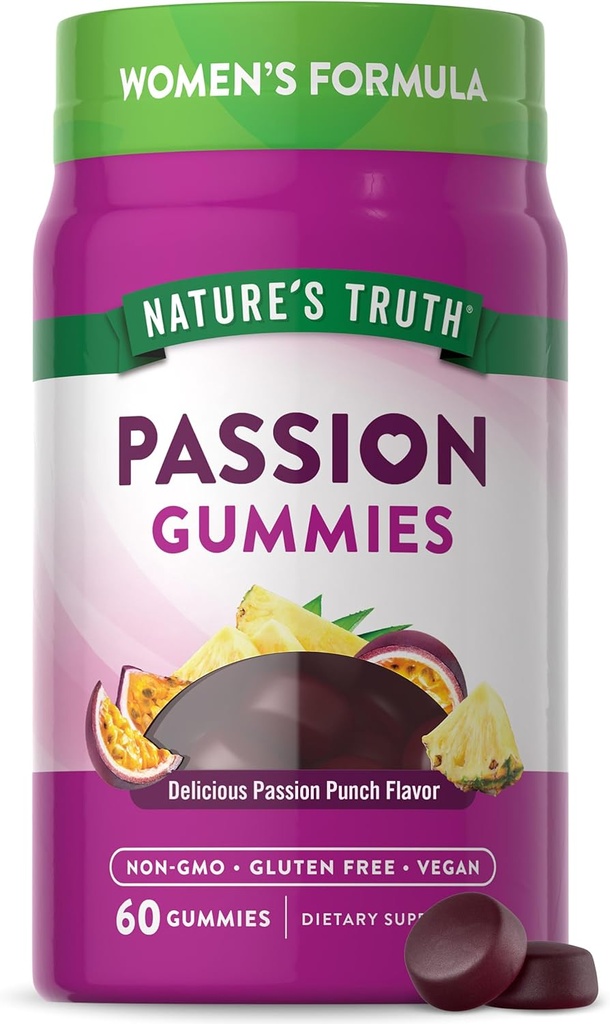 Nature's Truth Passion Gummies | Horny Goat Weed with Maca for Women | 60 Count | Passion Flavor | Vegan, Non-GMO & Gluten Free