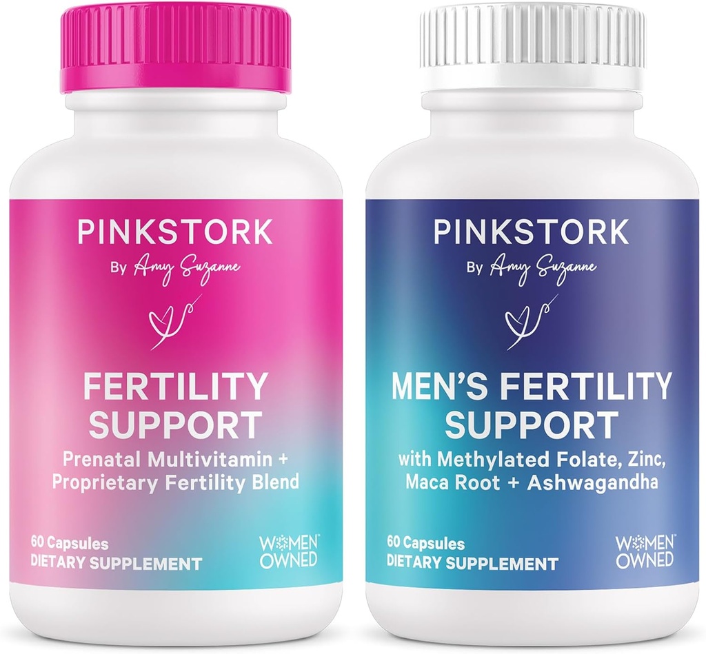 Pink Stork His ve Hers Ferttitude Sche: Kadınlar için Fertness Supplements, Ferttitude Prenatal Vitamin, Vitex, Inositol, Folate, B6, 60 Capsules