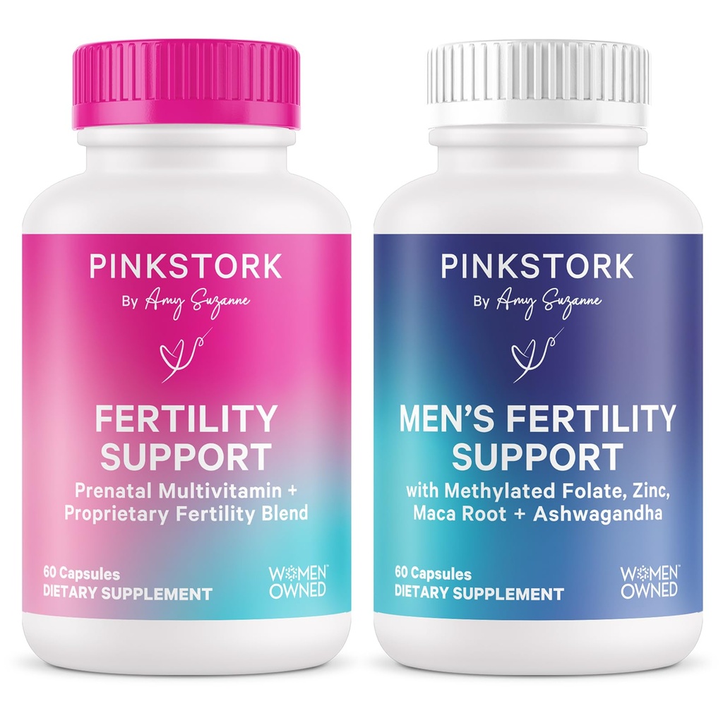 Pink Stork His ve Hers Ferttitude Sche: Kadınlar için Fertness Supplements, Ferttitude Prenatal Vitamin, Vitex, Inositol, Folate, B6, 60 Capsules