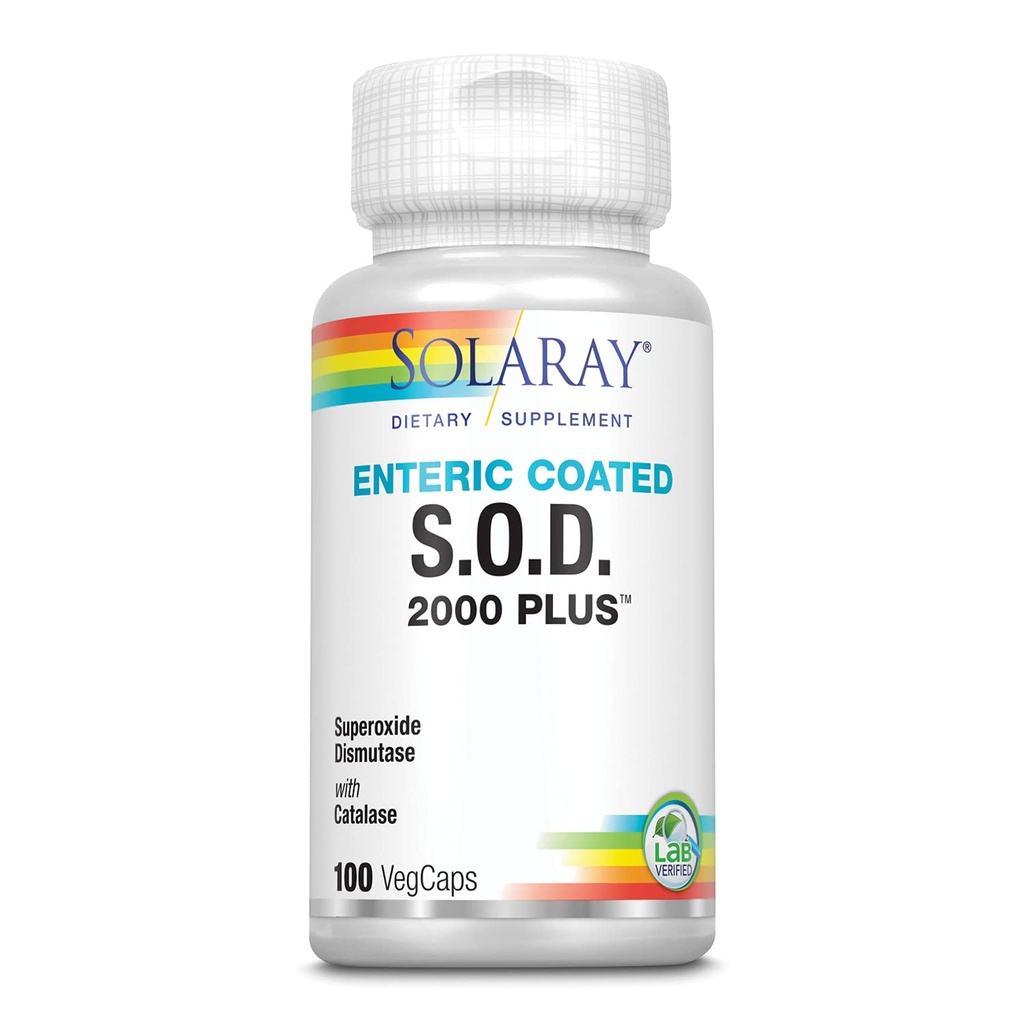 SOLARAY S.O.D. 2000 Plus - Superoksit Dismutase (SOD) ve Catalase Antioksit, Wellness Support - w/Green Tea Ekstradüksiyon, Rosemary, Grape Seed Ekstraksiyon, 60 günlük Garanti, 100 Hizmet