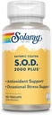 SOLARAY S.O.D. 2000 Plus - Superoksit Dismutase (SOD) ve Catalase Antioksit, Wellness Support - w/Green Tea Ekstradüksiyon, Rosemary, Grape Seed Ekstraksiyon, 60 günlük Garanti, 100 Hizmet