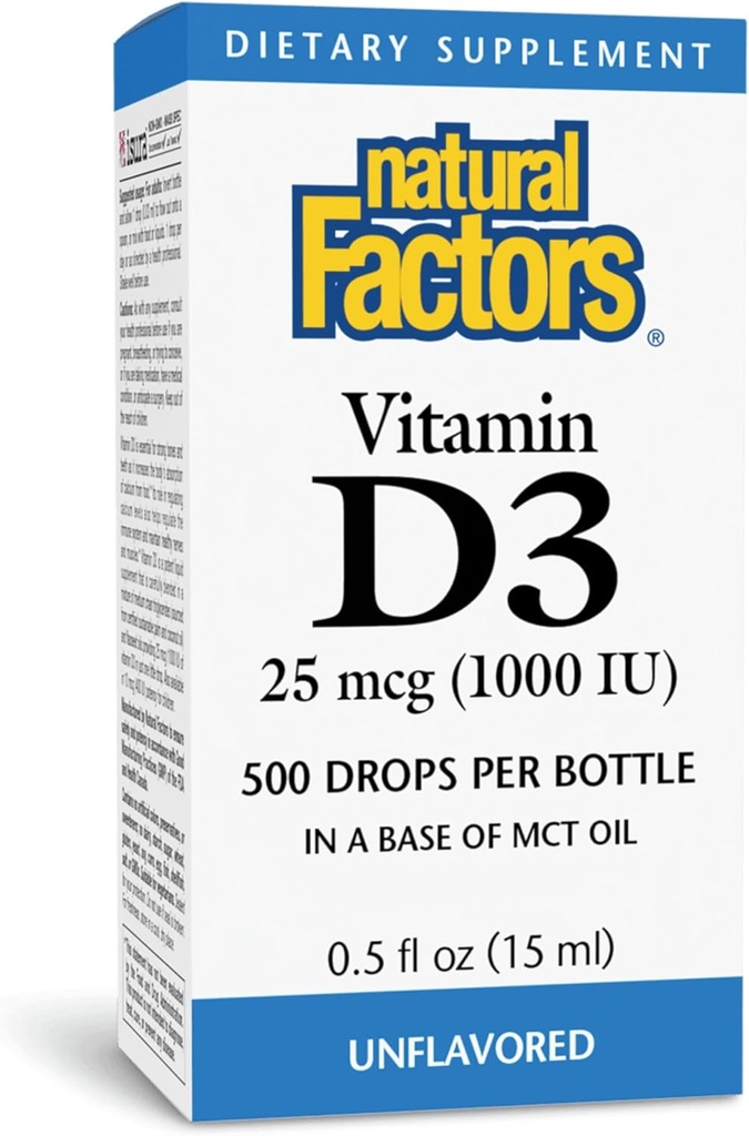 Doğal Faktörler D3 1000iu Sıvı 0,5 OZ (Multi-Pack)