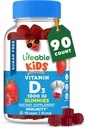 Lifeable Sugar Free Vitamin D for Kids 1000 IU – Great Tasting Natural Flavor Gummy Supplement – Gluten Free Vegetarian Chewable – for Strong and Healthy Bones, for Children, Teen, Toddler, 90 Gummies