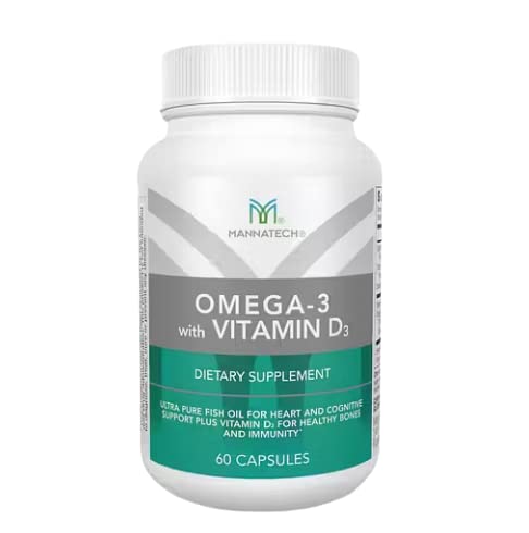 Mannatech Omega-3, D3 ile Bone, Heart Health ve Cognitive Support için, Pure Fish Oil