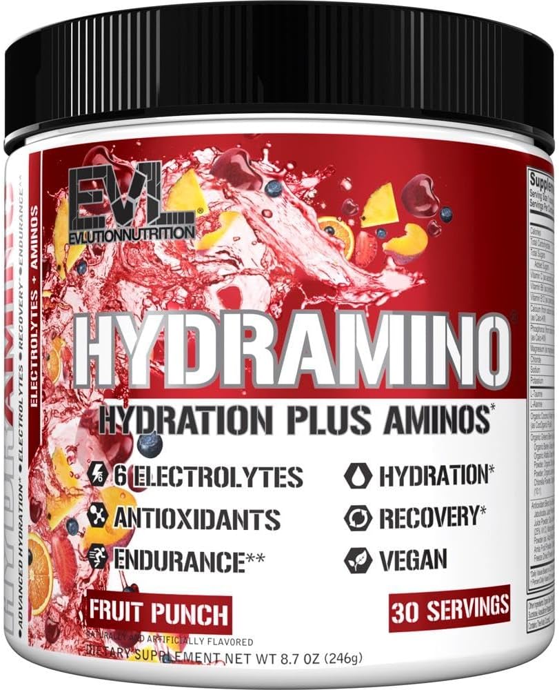 Evlution Beslenme HDRAMINO Complete Hydration Multiplier, All 6 Electrolytes, Vitamin C & B, Akışkanlar Boosting replicas, Coconut Water, Endurance, Recovery, Antioksis, 30 Serve, Meyve