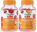 Lifeable Biotin Kids + Magnezyum Citrate Kids, Gummies Sche - Great Tasting, Vitamin Supplement, Gluten Free, GMO Free, Chewable Gummy