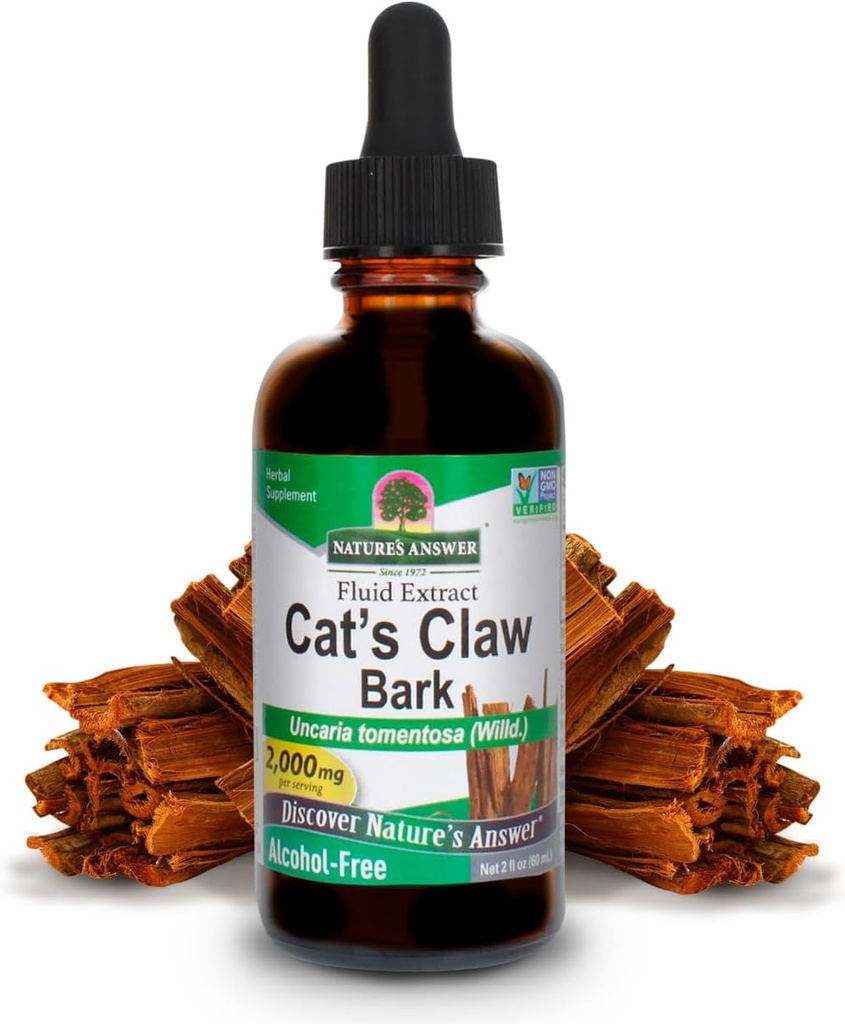 Nature's Answer Cat's Claw Bark Liquid Extract Supplement 2 Ounce - Alkol Free Cats Claw Tincture & Capsules Alternative for Joint & Muscle Support, Vegan, Non-GMO, Gluten Free, Kosher