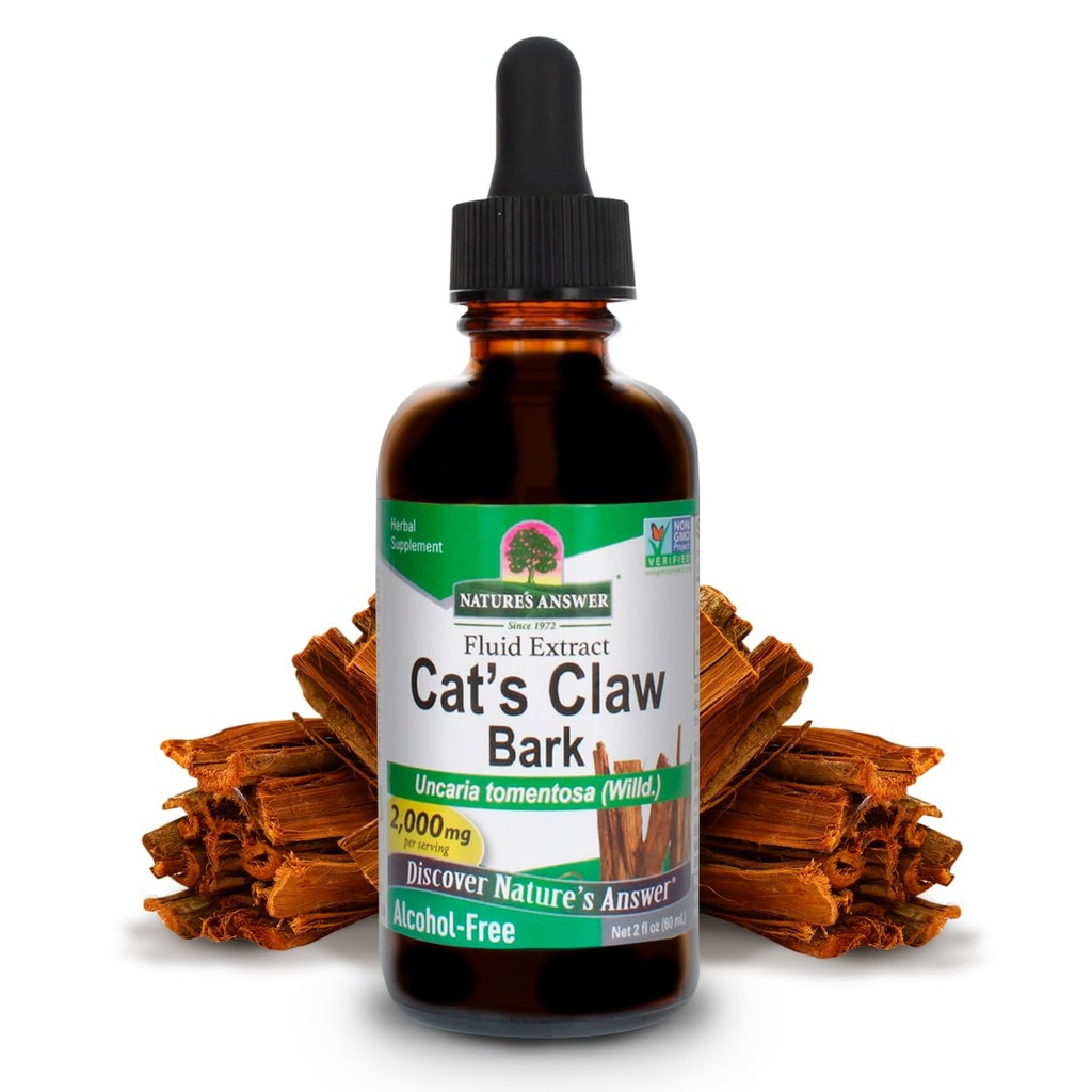 Nature's Answer Cat's Claw Bark Liquid Extract Supplement 2 Ounce - Alkol Free Cats Claw Tincture & Capsules Alternative for Joint & Muscle Support, Vegan, Non-GMO, Gluten Free, Kosher