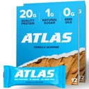 Atlas protein Bar – 20g Clean protein, 1g Natural Sugar, No Seed Oils, Gluten Free, No Yapay Sweeteners - Vanilla Almond 24 Count