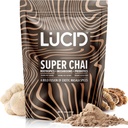 Lucid Superfood Organik Mushroom Chai with Nootropics - Lion's Mane, Tremella, Cordyceps & Turkey Tail - Instant Mushroom Chai Focus Brain Health - Alfa GPC, L-Theanine, Ginko Biloba - ABD Made
