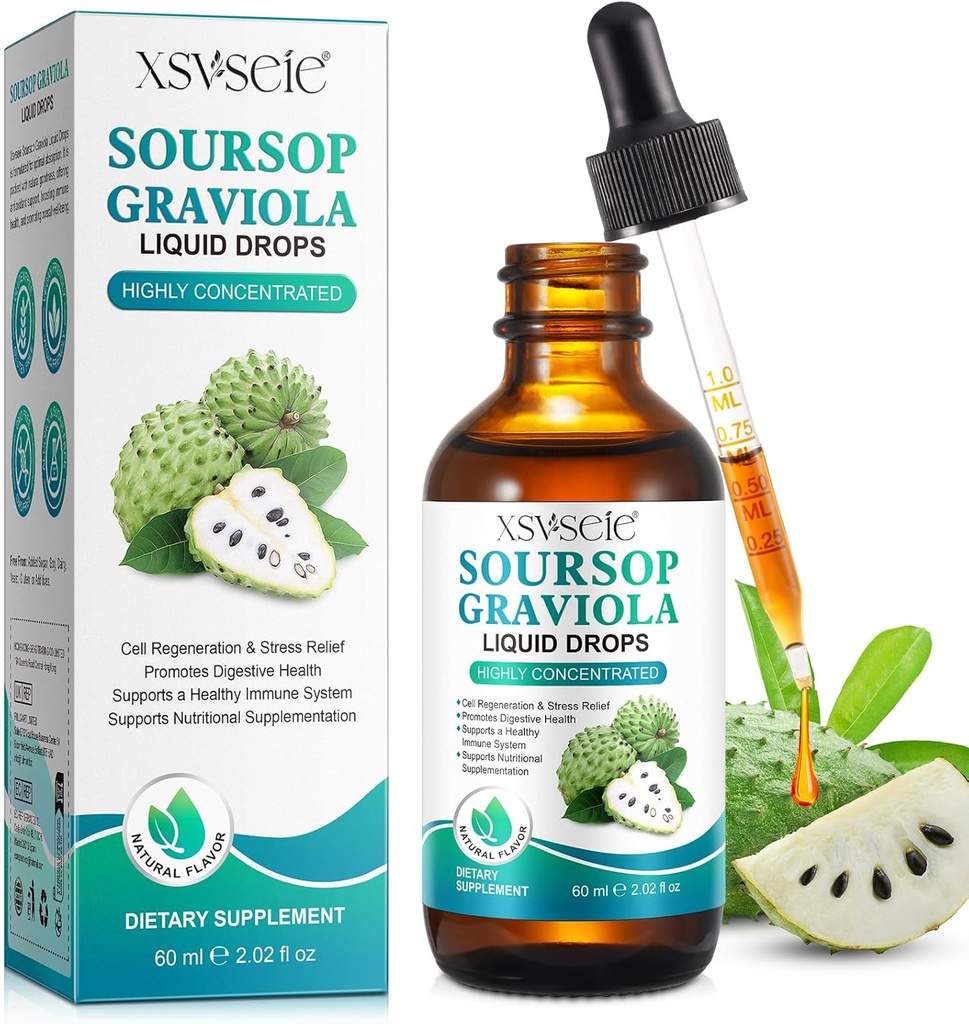 Soursop Bitters Liquid, Soursop Graviola Liquid Drops Natural Multivitamin Soursop Leaf Ekstralar Soursop Oil for Men & Women