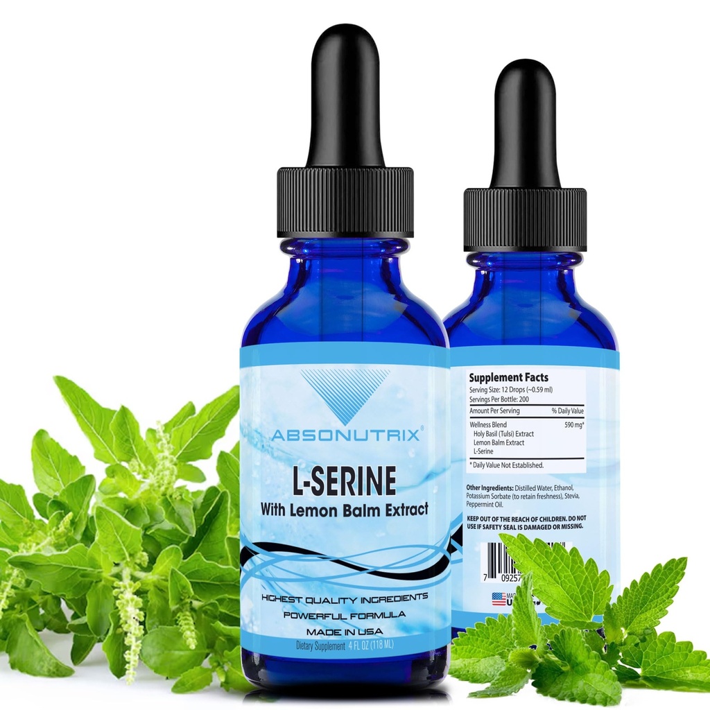Absonutrix L-Serine Complex 500 mg - 4 Oz Liquid Large Bottle - 200 Σερβιέτες ανά φιάλη Made in USA All Natural