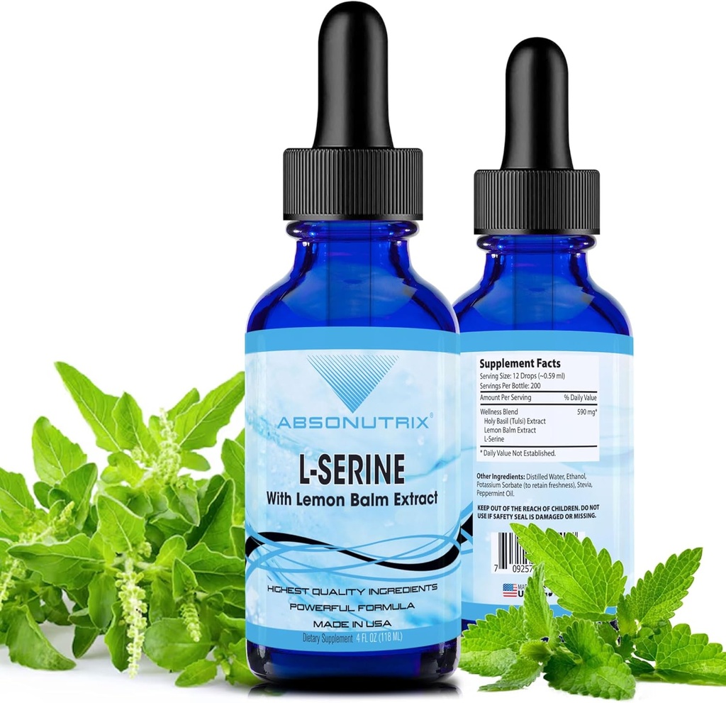 Absonutrix L-Serine Kompleksi 500 mg - 4 Oz Sıvı Büyük Şişe - ABD'de Şişe başına 200 Hizmet