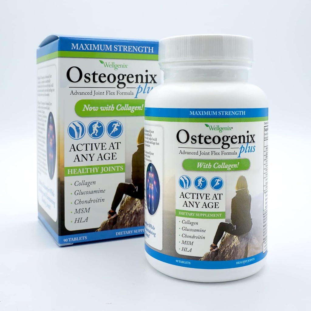 Wellgenix Osteogenix Gelişmiş Ortak Flex Formula (90 Ct) - Collagen II ile Diz Tamam, Glucosamine, Chondroitin, MSM & HLA - Man & Women için Giyim ve Discomfort Destek Tabletleri