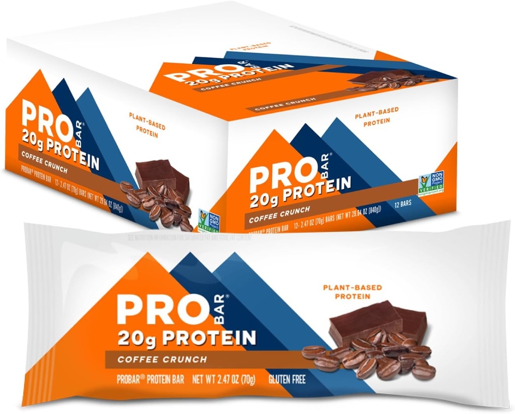 PROBAR - PROTEIN Bar, Kahve Crunch, Non-GMO, Gluten-Free,health, Plant-Based, Whole-Food Materialss, Natural Energy (12 Count)