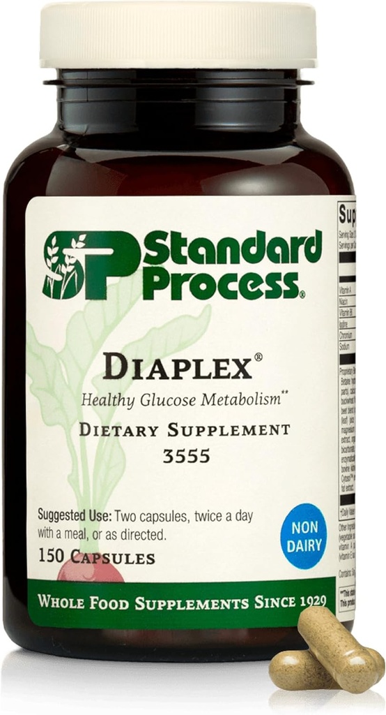 Standart Süreç Diaplex - Pancreas & Gallbladder Desteği için Tamam - Contains Chromium & Antioxy A - Non-Dairy - 150 Capsules (75 Hizmet)