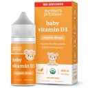 Mother's Promise Organic Baby Vitamin D Drops | 100% Plantive | Sağlıklı Büyüme ve Kemik Gelişimi | Yaş Yeni doğan+ | 180 Servisler | Bebek Vitamin D3 Bebek ve Toddler için Sıvı | Bebekler için 400 IU