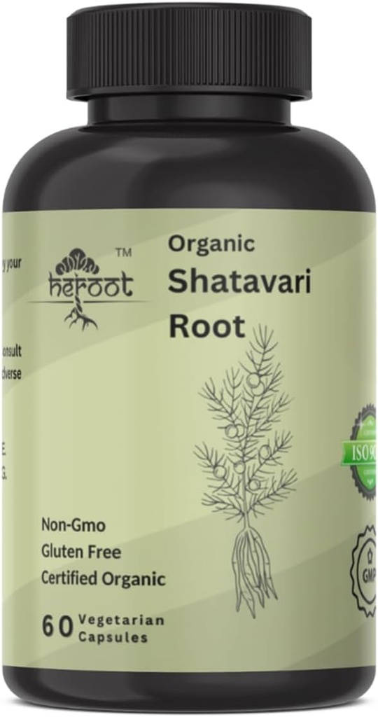 Organik Shatavari Root 500 mg (Asparagus Racemosus) Menstrual Cramp Relief, Menopause Support, and Women's Health | 60 Capsules | Hormonal Balance Support Support