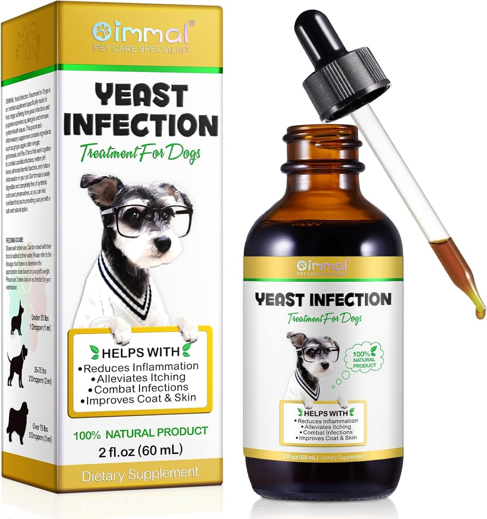 Natural Yeast Infection Treatment for Dogs, Dog Allergy Relief, Skin Itch Relief Supports Healthy, Inflammation Relief, Alleviates Itching, Allergy Relief Dog Yeast
