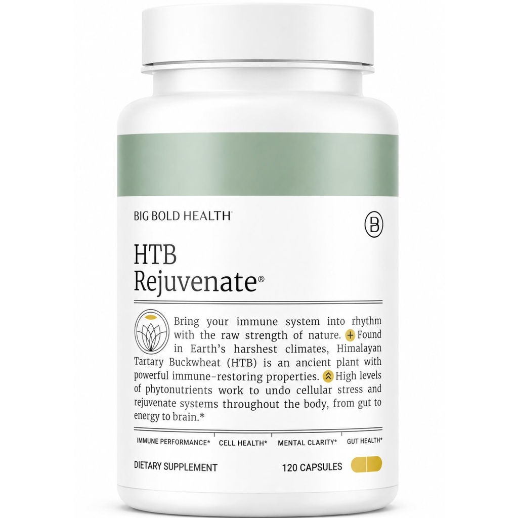 Μεγάλη τολμηρή υγεία HTB Rejuvenate - συμπλήρωμα υποστήριξης ανοσοποιητικών με ταρτάρειο Buckwheat Ιμαλαΐων - 2 μήνες προσφοράς - Πολυφαινόλη πλούσια Φόρμουλα - Χωρίς γλουτένη, χωρίς γαλακτοκομικά, μη ΓΤΟ (120 κάψουλες)