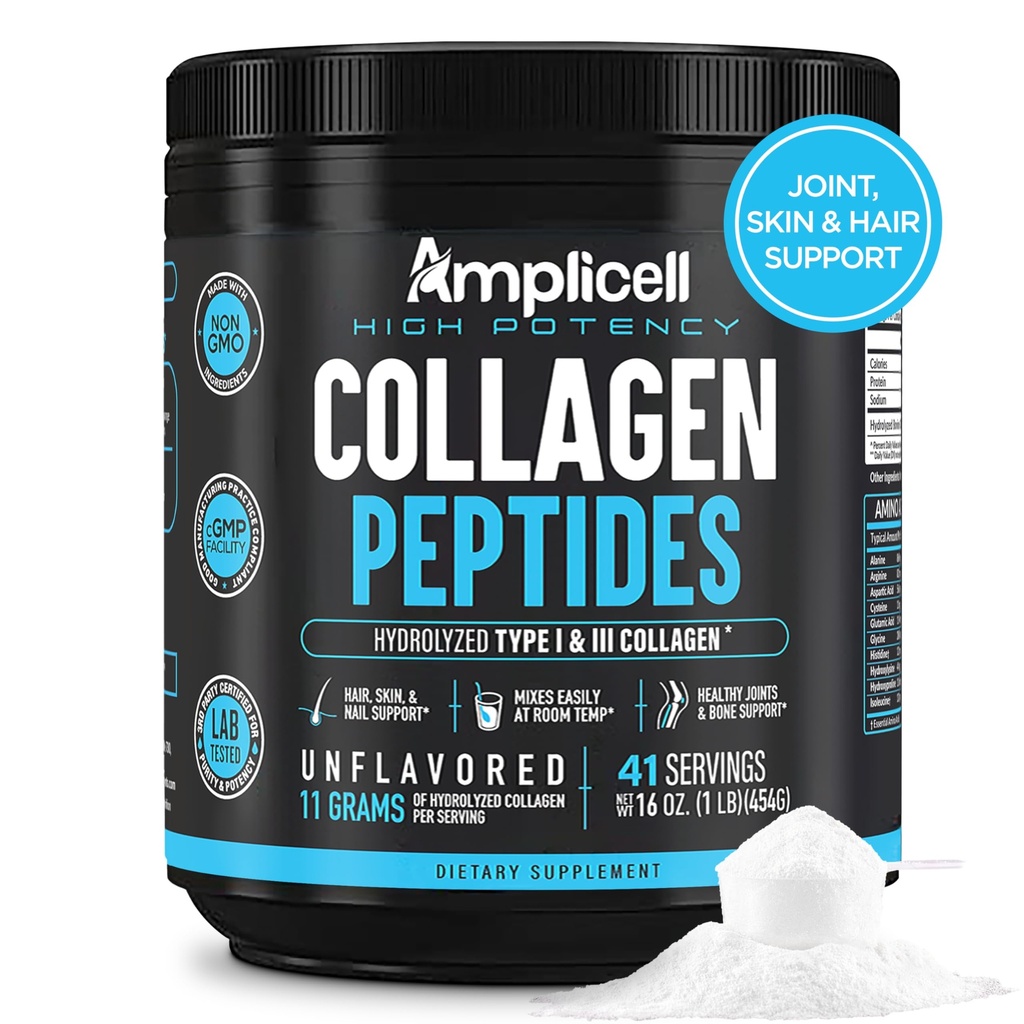 Multi Collagen, Toz - Tip 1 & 3 ile Hidrojektif Protein Supplement - Grass Fed, Unflavored, Keto & Paleo Dostu - Saç, Skin, Nails, Women & Men için Ortaklar - 41 Hizmetler