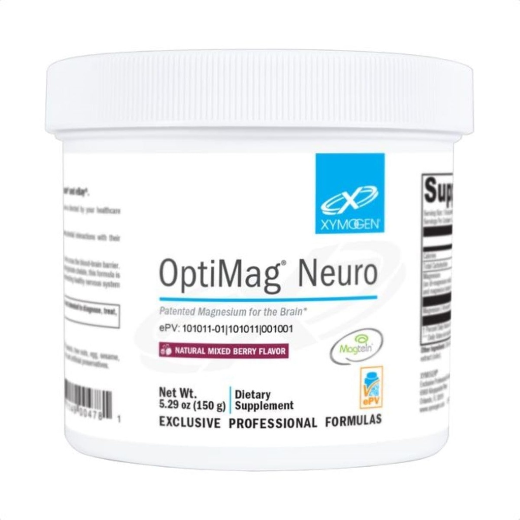 XYMOGEN OptiMag Neuro - Chelated Magnezyum Toz - Magnezyum Glycinate & L-Threonate ile - Beyin Sağlığı ve Rahatlama - Karma Berry (60 Hizmet)