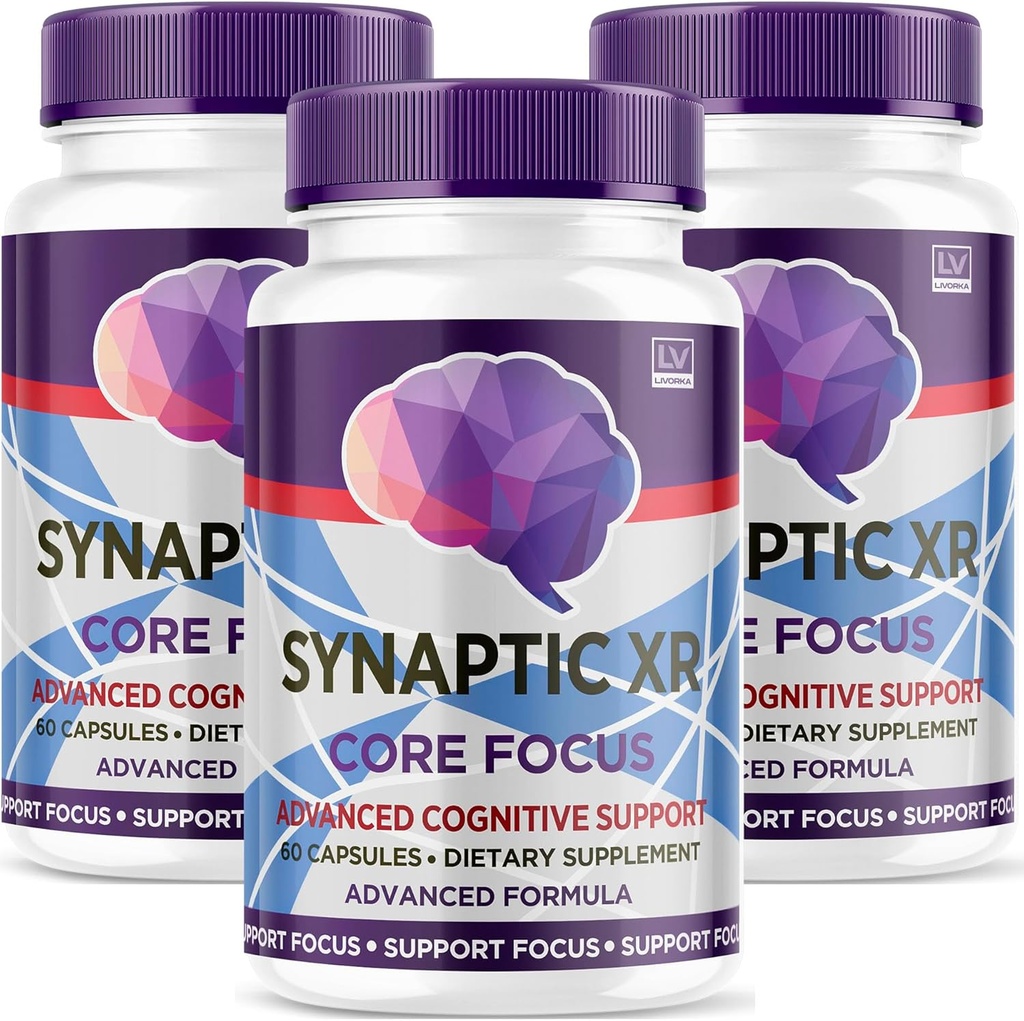 (3 Pack) Synaptic XR Capsules, SynapticXR, Synaptic XR Core Focus, Synaptic XR Brain Caps, Synaptic XR, Brain Synaptic XR, Synaptic XR Advanced Formula 180 Capsules for 3 Ay