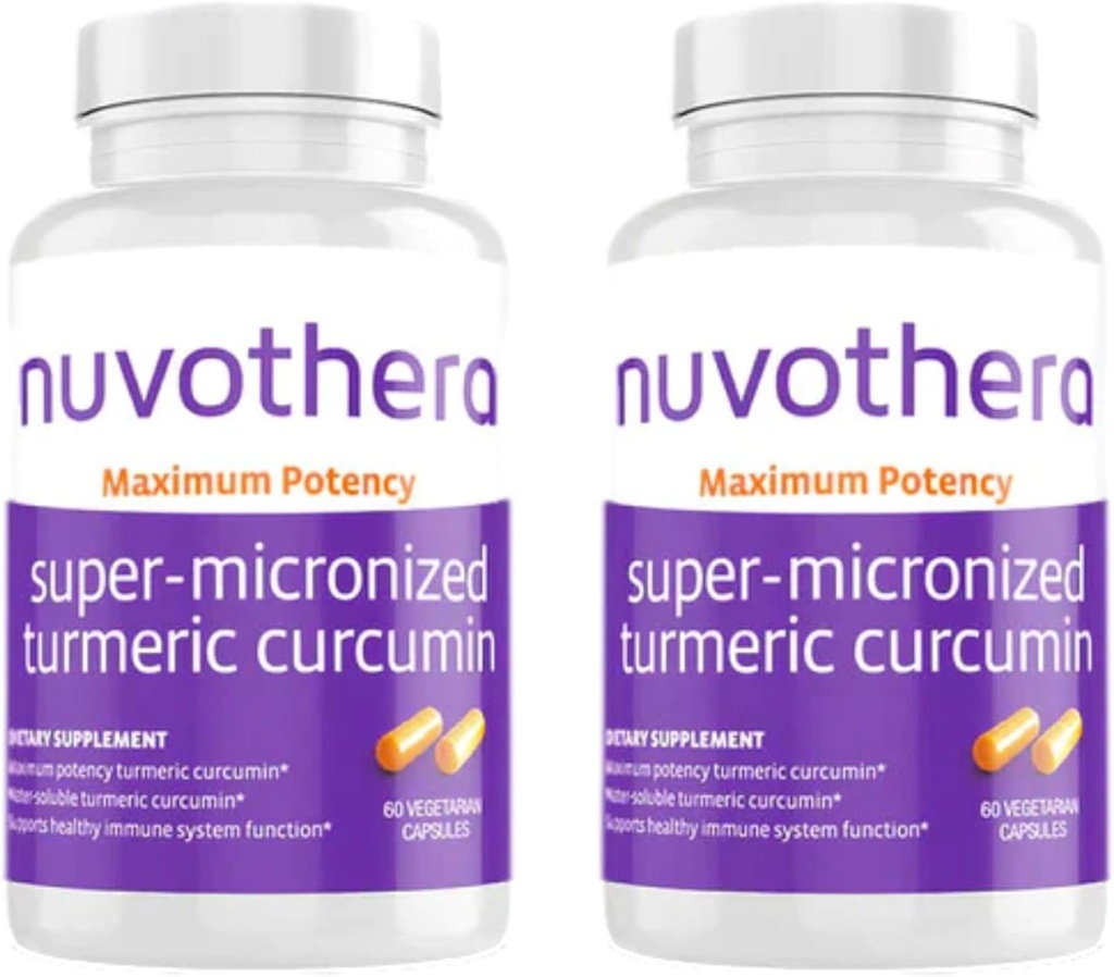 Nuvothera Super-Mily Turmeric Curcumin Capsules 2Month Supply Abors, Whole Root, Non-GMO, Skin, Gut Health & Antioksis (120 Capsules)