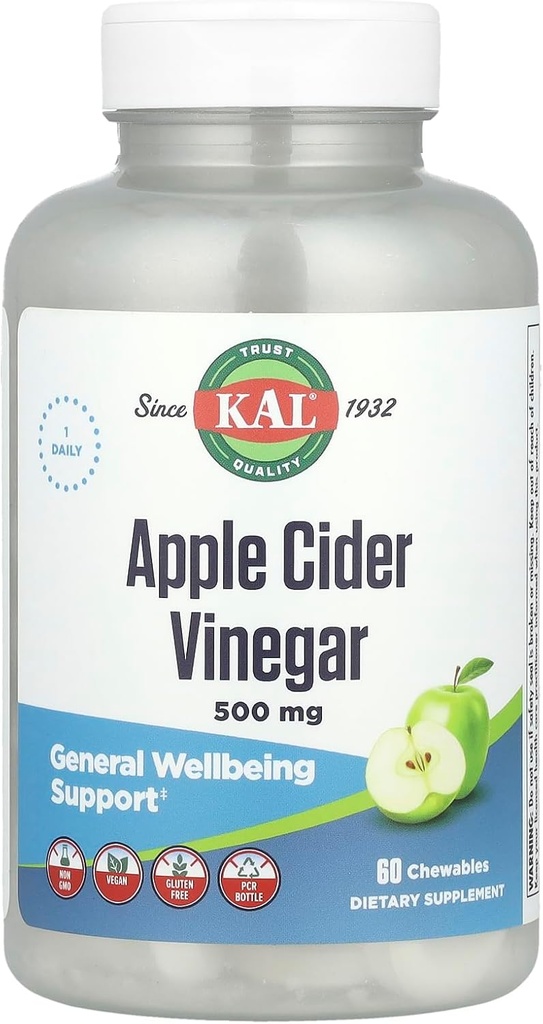 Kal Apple Cider Vinegar - 500 mg - 60 Chewable Tabletler