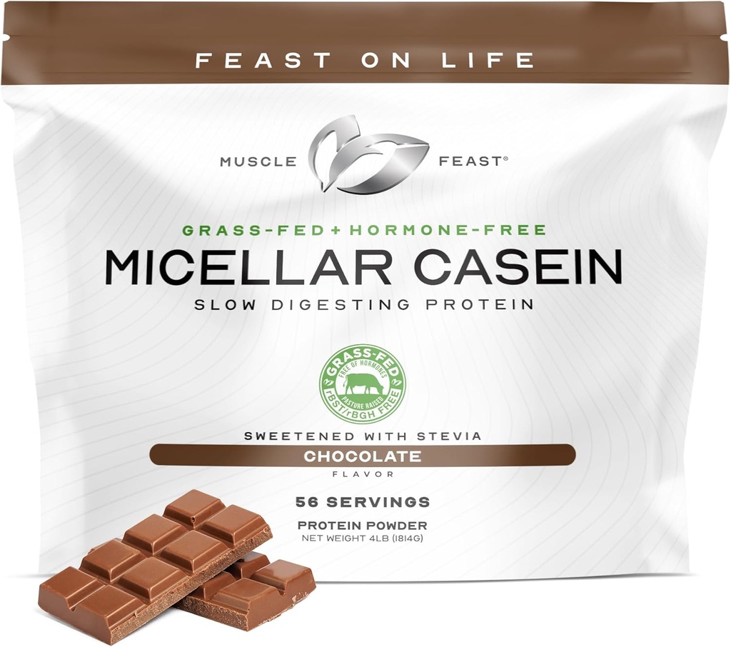 Kasbah Çim Fed Micellar Vakain Protein Toz, Pasture Yükseltilmiş ve Hormonlar Ücretsiz, Yavaş Digesting Casein Protein - Gece Kas Kurtarma, Gluten Ücretsiz Protein Tozu - Çikolata, 4lb