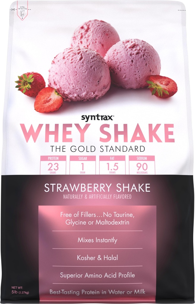 Syntrax Beslenme Whey Shake, Cold Filtered & Undenatured Whey Protein Toz Toplantısı, Strawberry Shake, 5 lbs