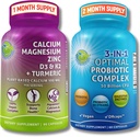 Bone Health & Gut Support Sche – 3-in-1 Probiyotik 50 Milyar CFU, Prebiyotik ve Digestive Enzymes + Plant-Baseduba, Magnezyum, çinko, D3, K2 & Organik Turmeric – Vegan, Non-GMO, Clean Label, Non-GMO, Clean Label