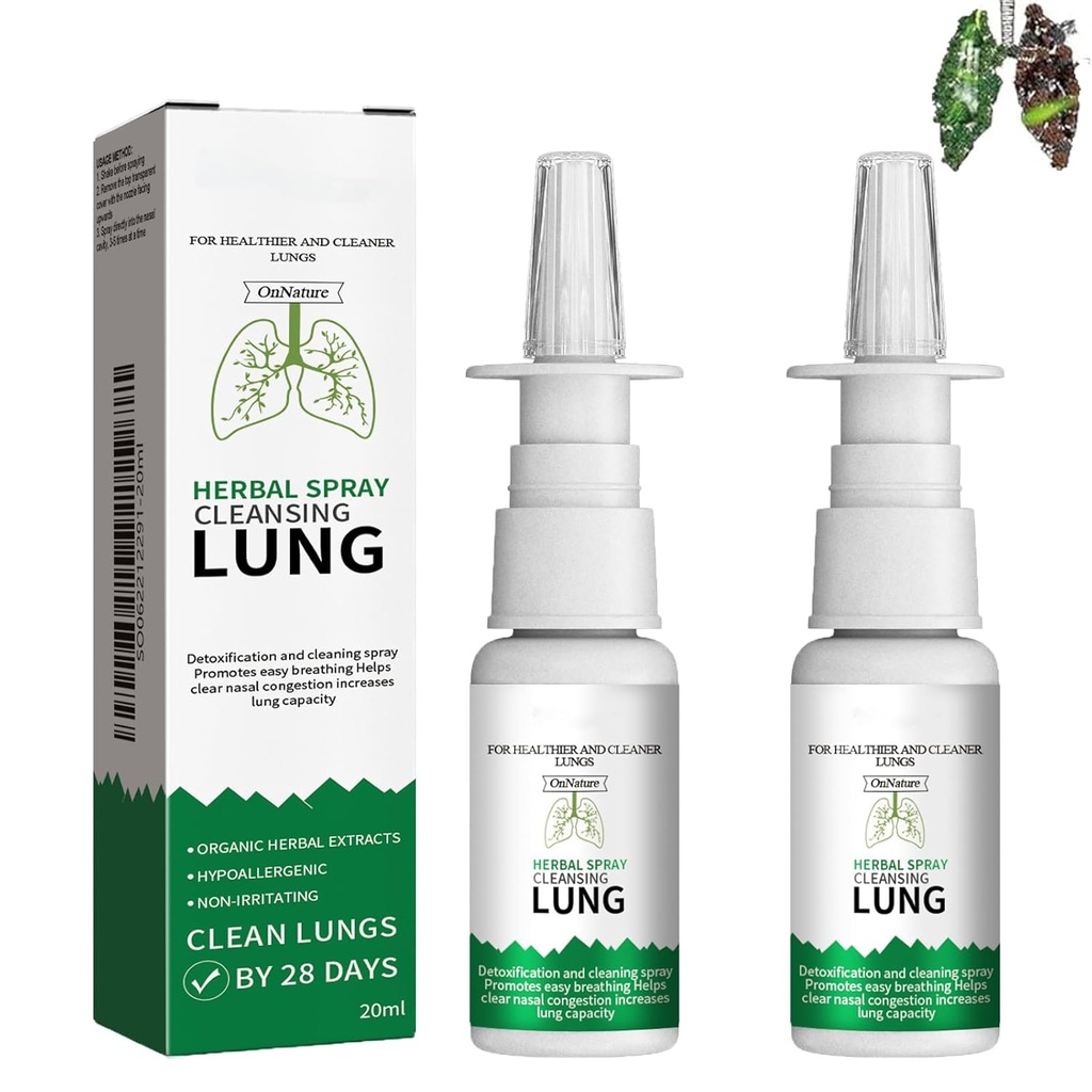 Yeni Yükselt Organik Herbal Lung Cleanse Tamir Sprey, Onnature Herbal Sprey Cleansing Lung,Lung Cleansing Spray Support for Lung Detox for Smokers(2 deploy)