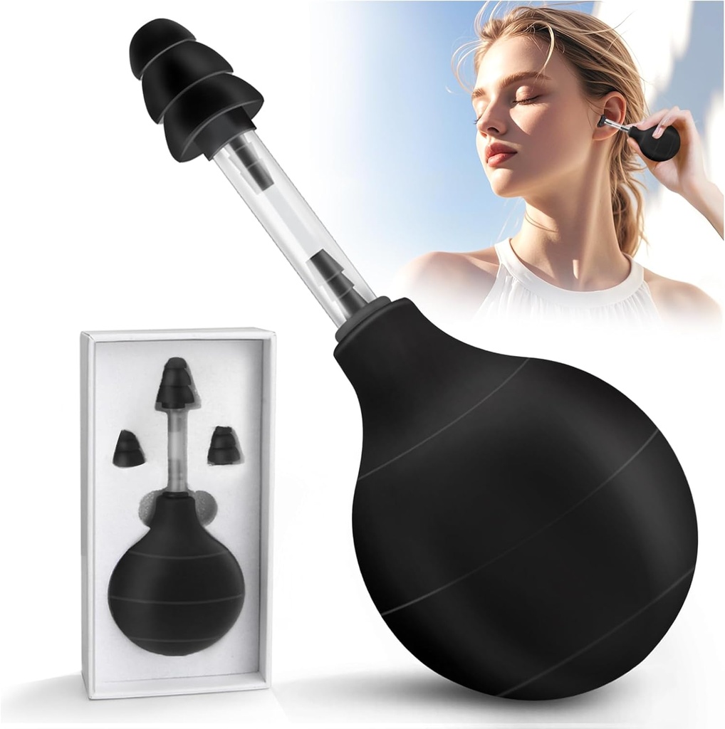 Ear Printing Tool, Ear Printing Relief Suction Device, Migraine ve Headache Relief İç Kulak Dengesi, Uçak Kulak Baskısı Yardımı,Reduce Pain, Stres, İç Kulak Baskısı ile Gerilme - Siyah Saç Baskısı