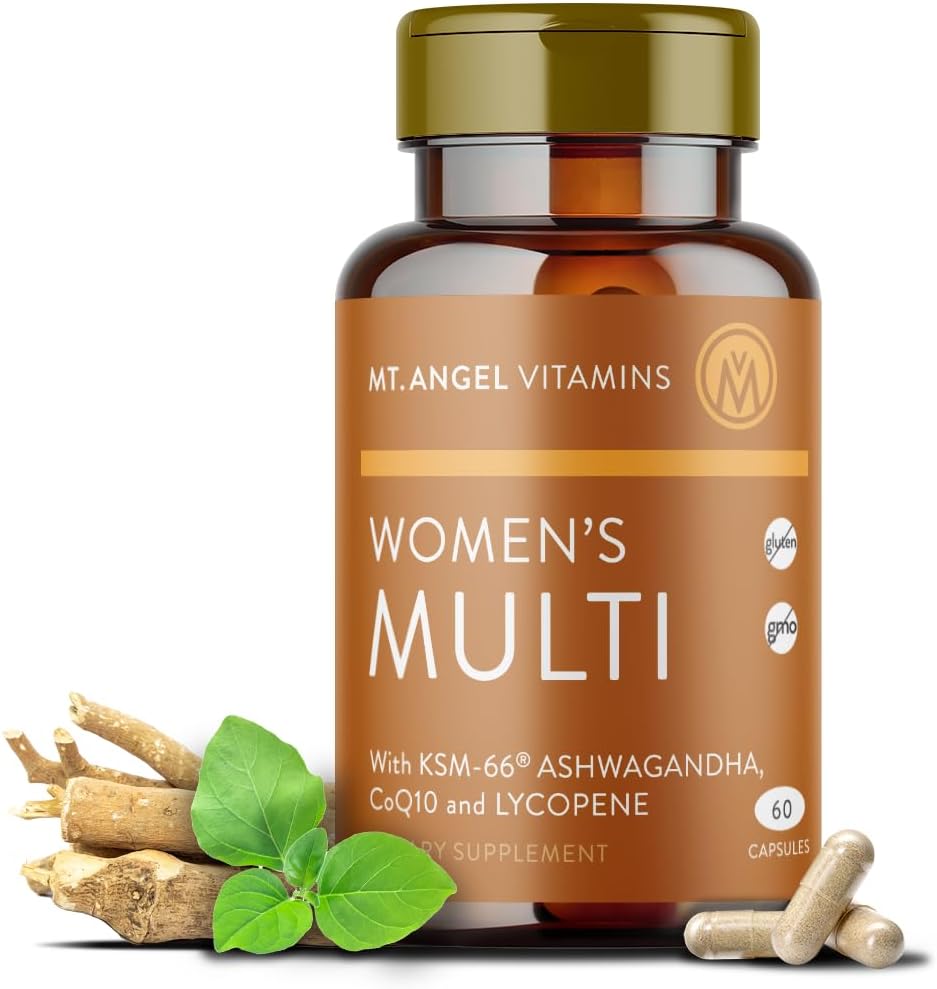 Mt. Angel Vitamins - Daily Womens Multivitamin - Adult Formula with Iron, Calcium, KSM-66 Ashwaganda, and a Poent Proprietary Herbal Blend of The Best Women Vitamins - 60 Count Caps