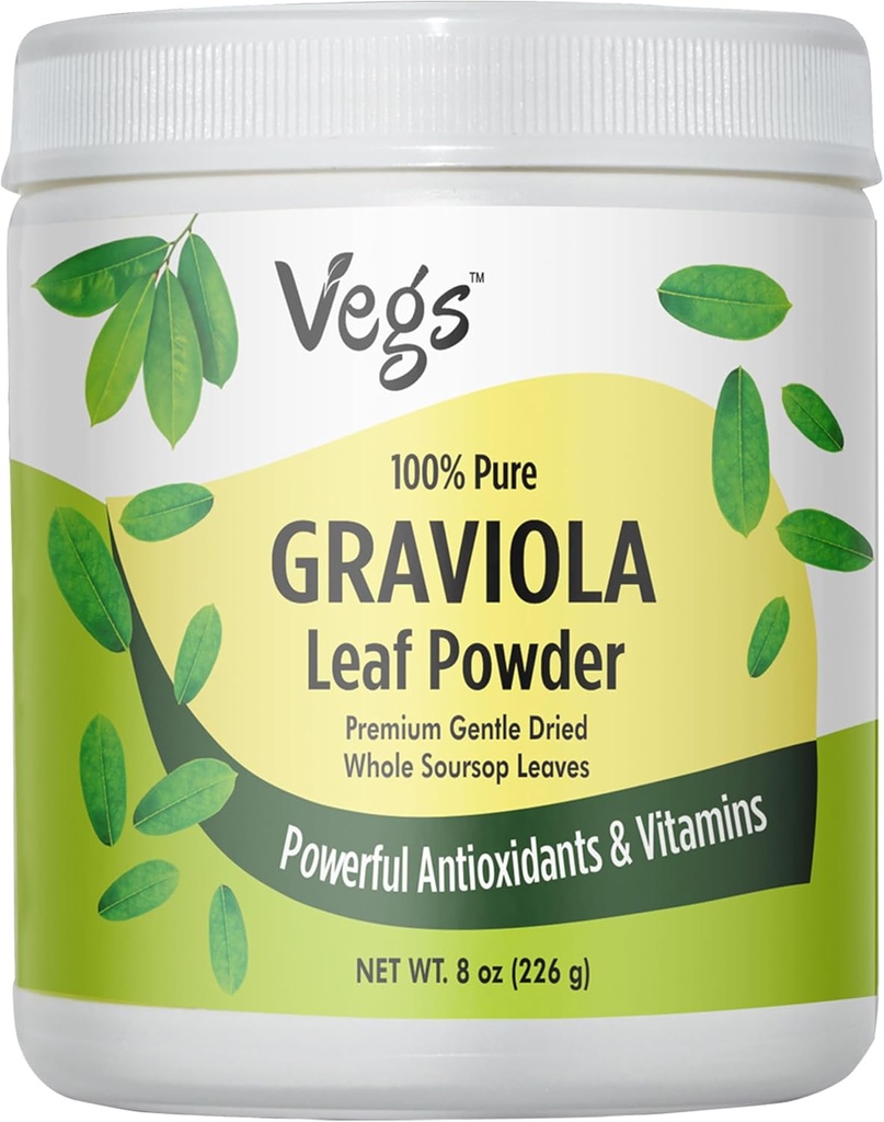 Graviola Soursop Leaf Toz - Tek Köken, Gerçek Yeşil, Organik Graviola Toz Bırakır - Güçlü Antioksit Soursop Güçlü Antioksis, Vitaminler - Hayır Şeker, Non-GMO, 8 ozz