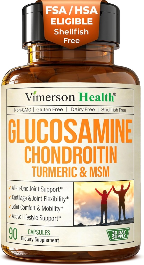Glucosamine Chondroitin MSM - Glucosamine Sulfate 1500 mg, Chondroitin ve MSM ile Kadınlar ve Erkekler için Ortak Destek Tamamı - Ortak Sağlık ve Flexability - 90 Capsules