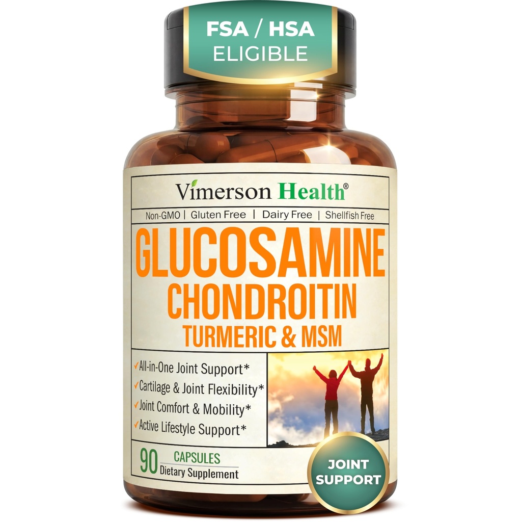 Glucosamine Chondroitin MSM - Glucosamine Sulfate 1500 mg, Chondroitin ve MSM ile Kadınlar ve Erkekler için Ortak Destek Tamamı - Ortak Sağlık ve Flexability - 90 Capsules
